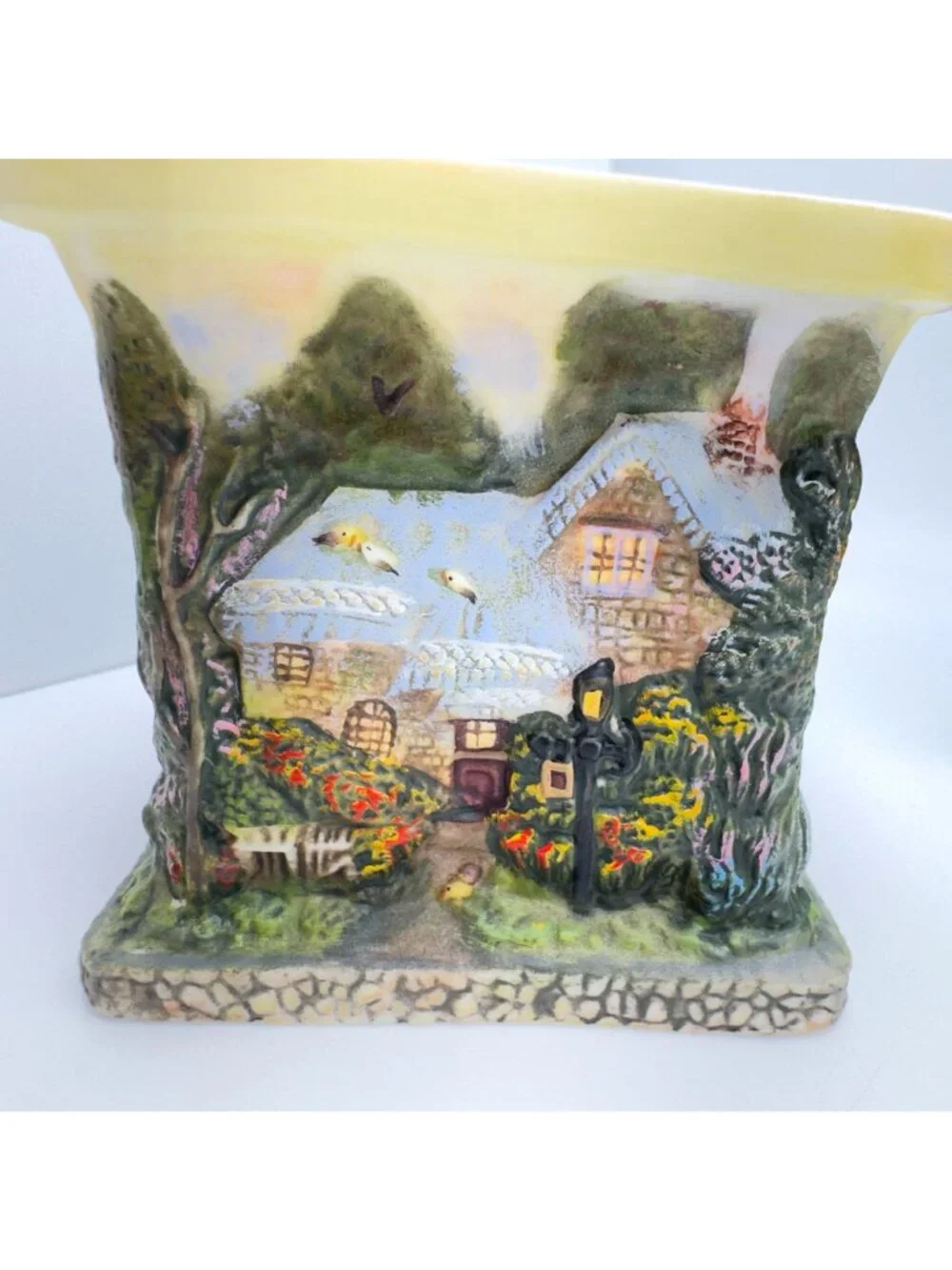 Thomas Kinkade Painter Of Light Porcelain Candleholder Cottage Tealight Box Vtg